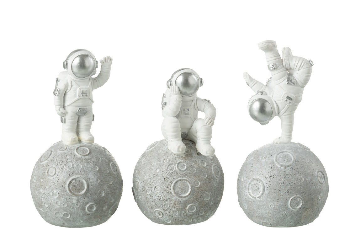 Geldkist Astronauten Op Maan Poly Wit/Zilver Assortiment Van 3