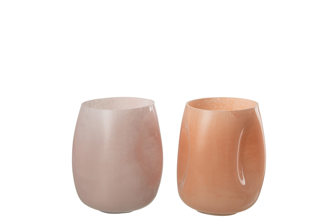 J-Line Vaas Bult Glas Roze/Oranje Small Assortiment Van 2 - 16.50 cm hoog