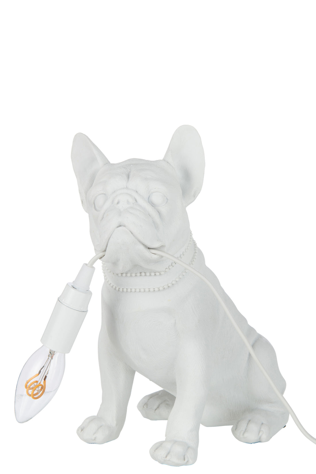 J-Line Lamp Bulldog - polyresin - wit