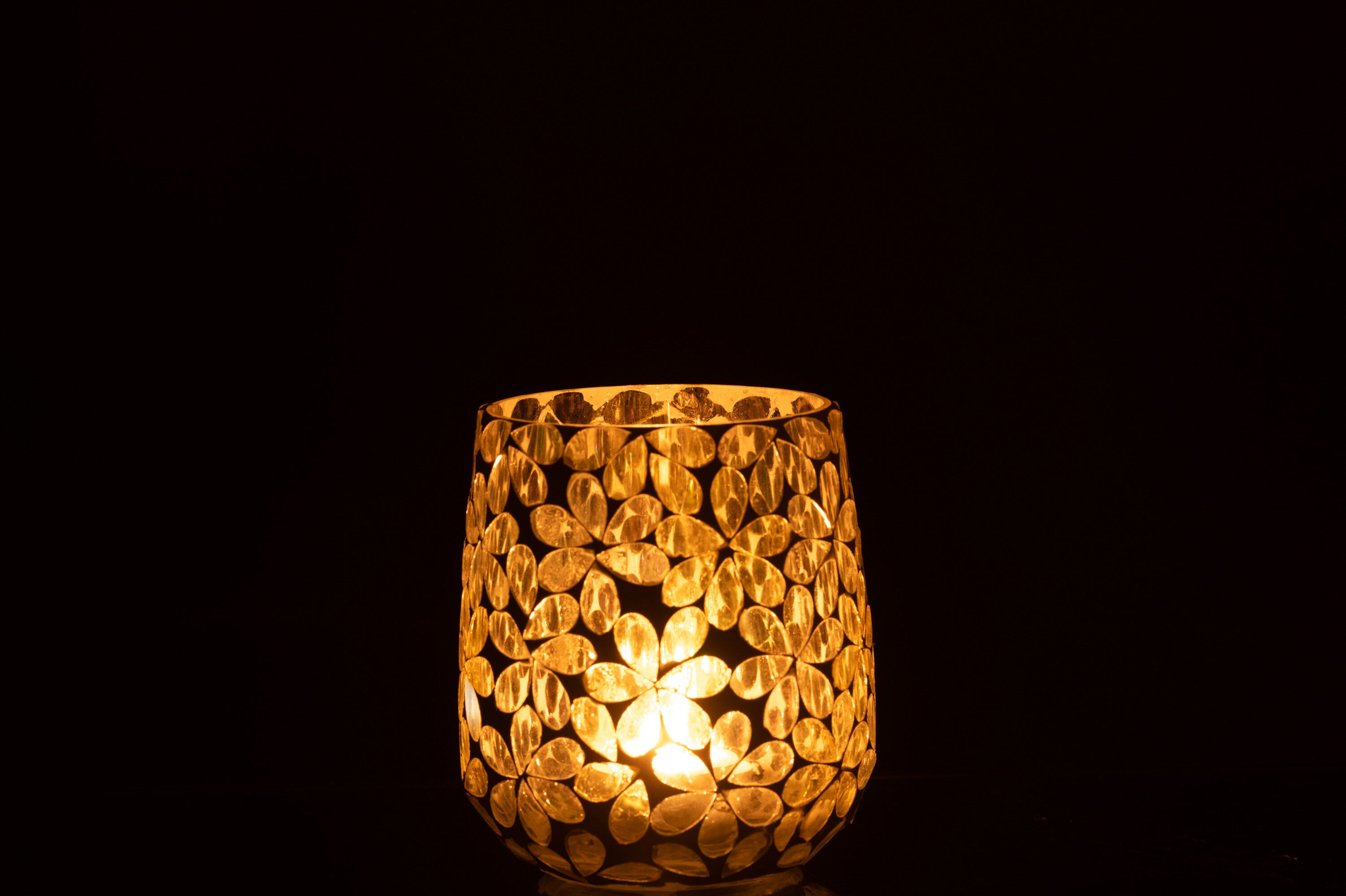 Orkaanbloemen Glas Geel/Zilver Middelgroot