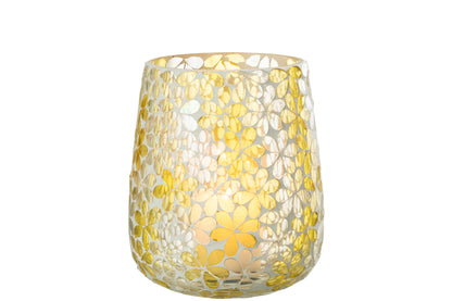 Orkaanbloemen Glas Geel/Zilver Groot