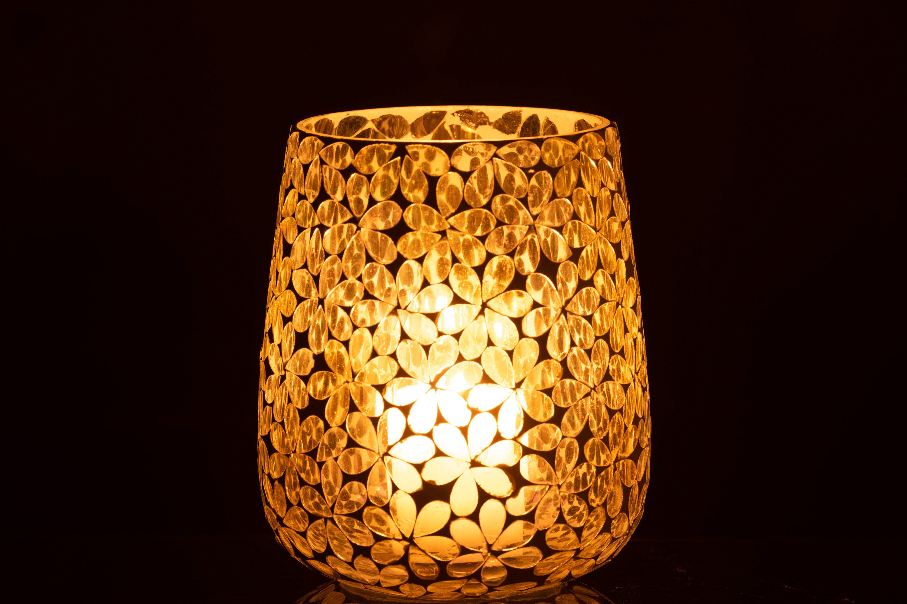 Orkaanbloemen Glas Geel/Zilver Groot