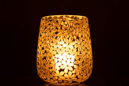 Orkaanbloemen Glas Geel/Zilver Groot