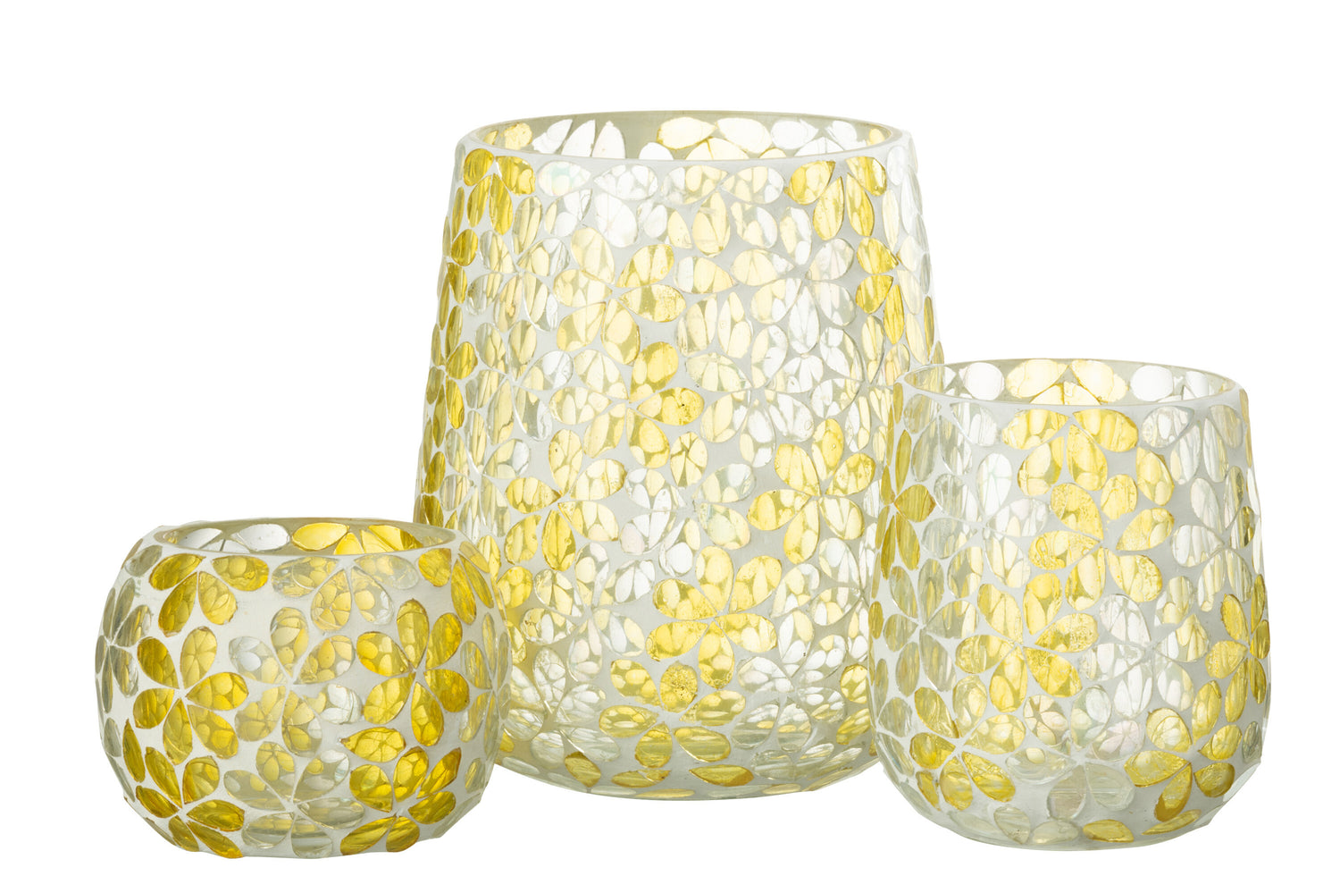 Orkaanbloemen Glas Geel/Zilver Groot