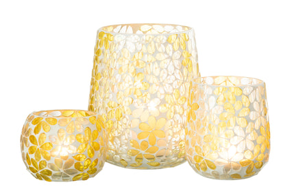 Orkaanbloemen Glas Geel/Zilver Groot