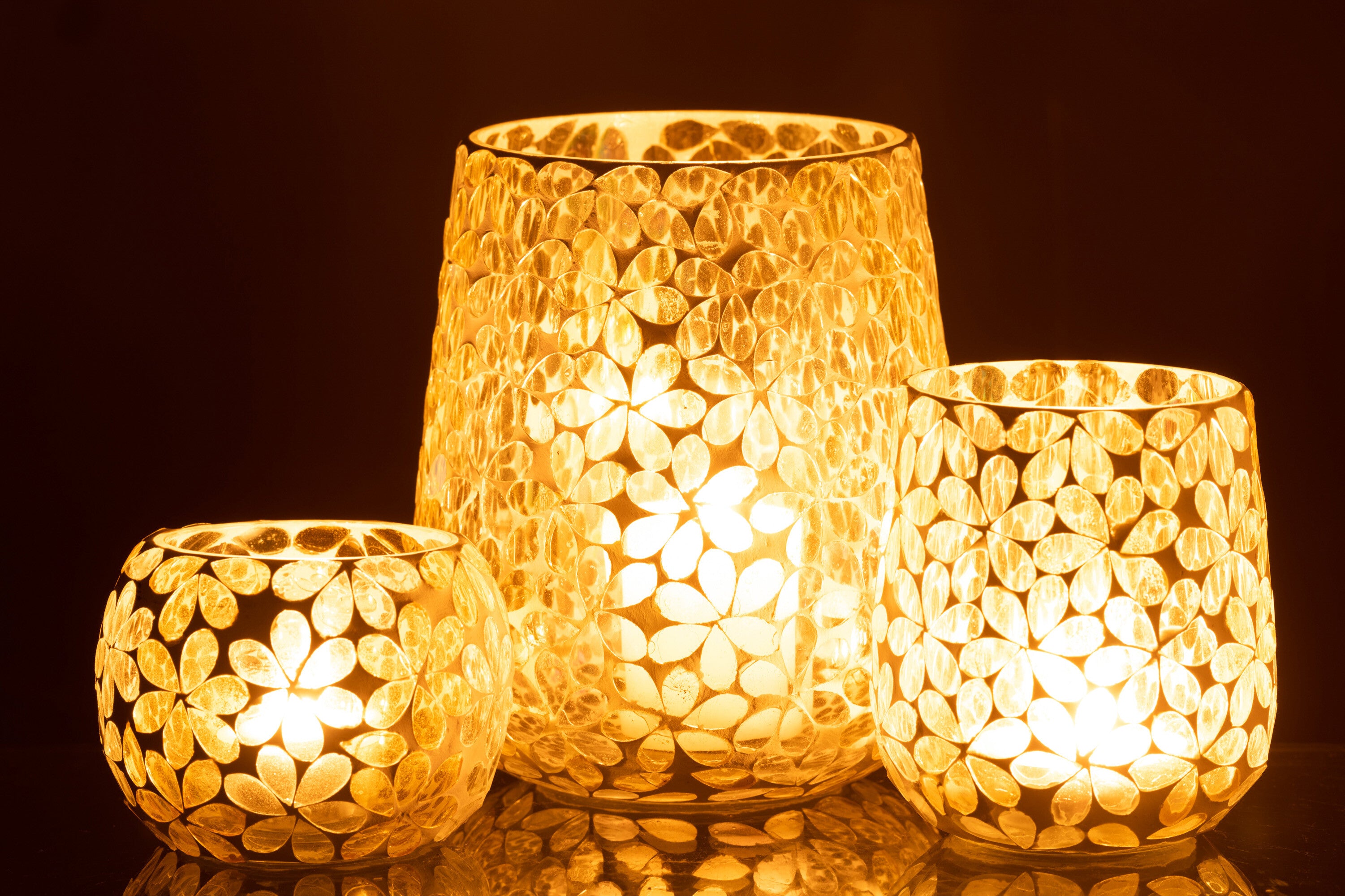 Orkaanbloemen Glas Geel/Zilver Groot