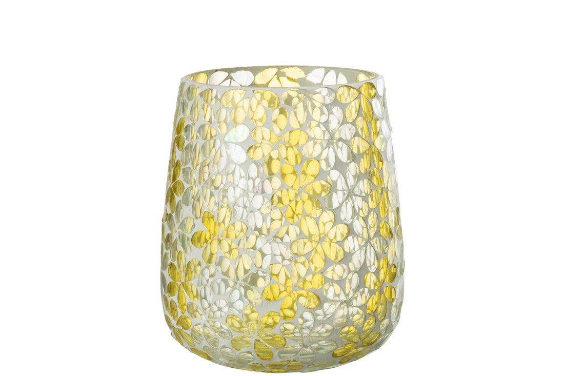 Orkaanbloemen Glas Geel/Zilver Groot