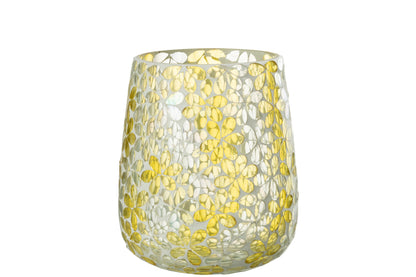 Orkaanbloemen Glas Geel/Zilver Groot