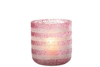 Orkaanstrepen Glas Rood/Wit Groot