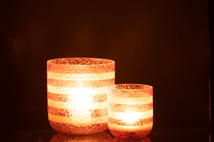 Orkaanstrepen Glas Rood/Wit Groot