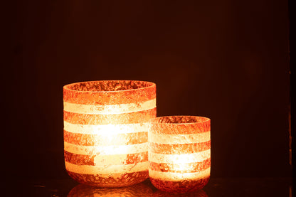 Orkaanstrepen Glas Oranje/Wit Groot