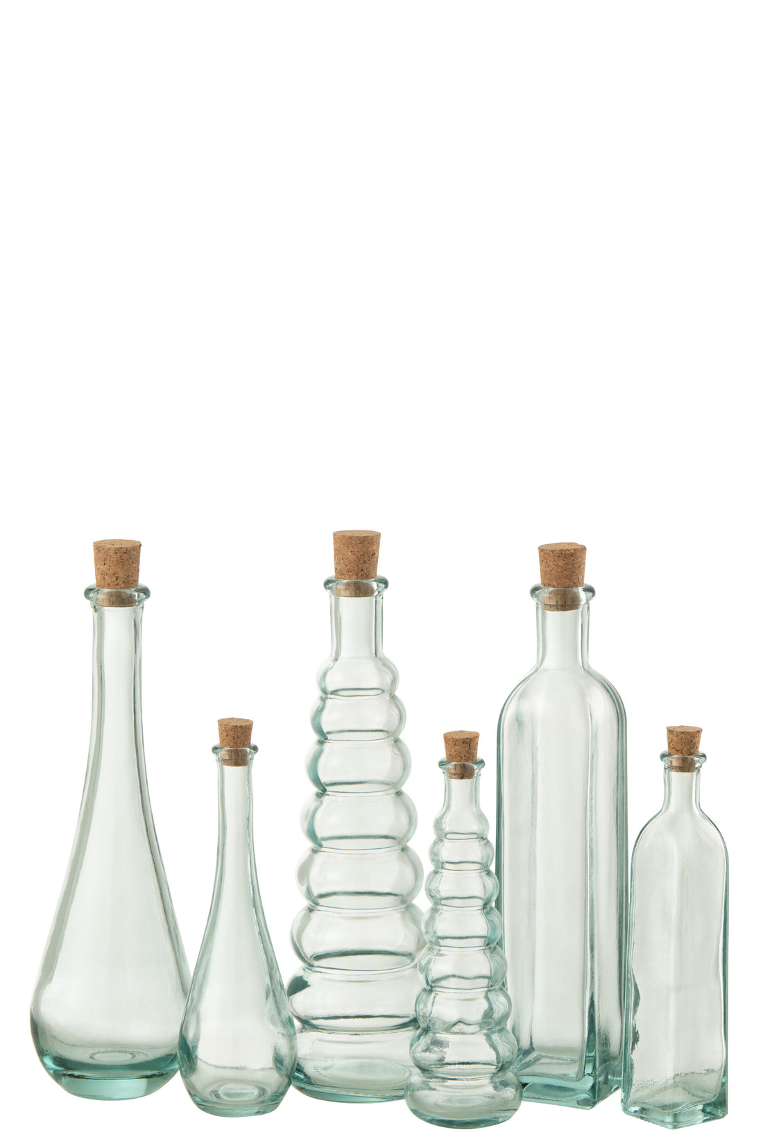 Fles Draai Rond Vierkant Kurk Gerecycled Glas Groot Assortiment Van 3