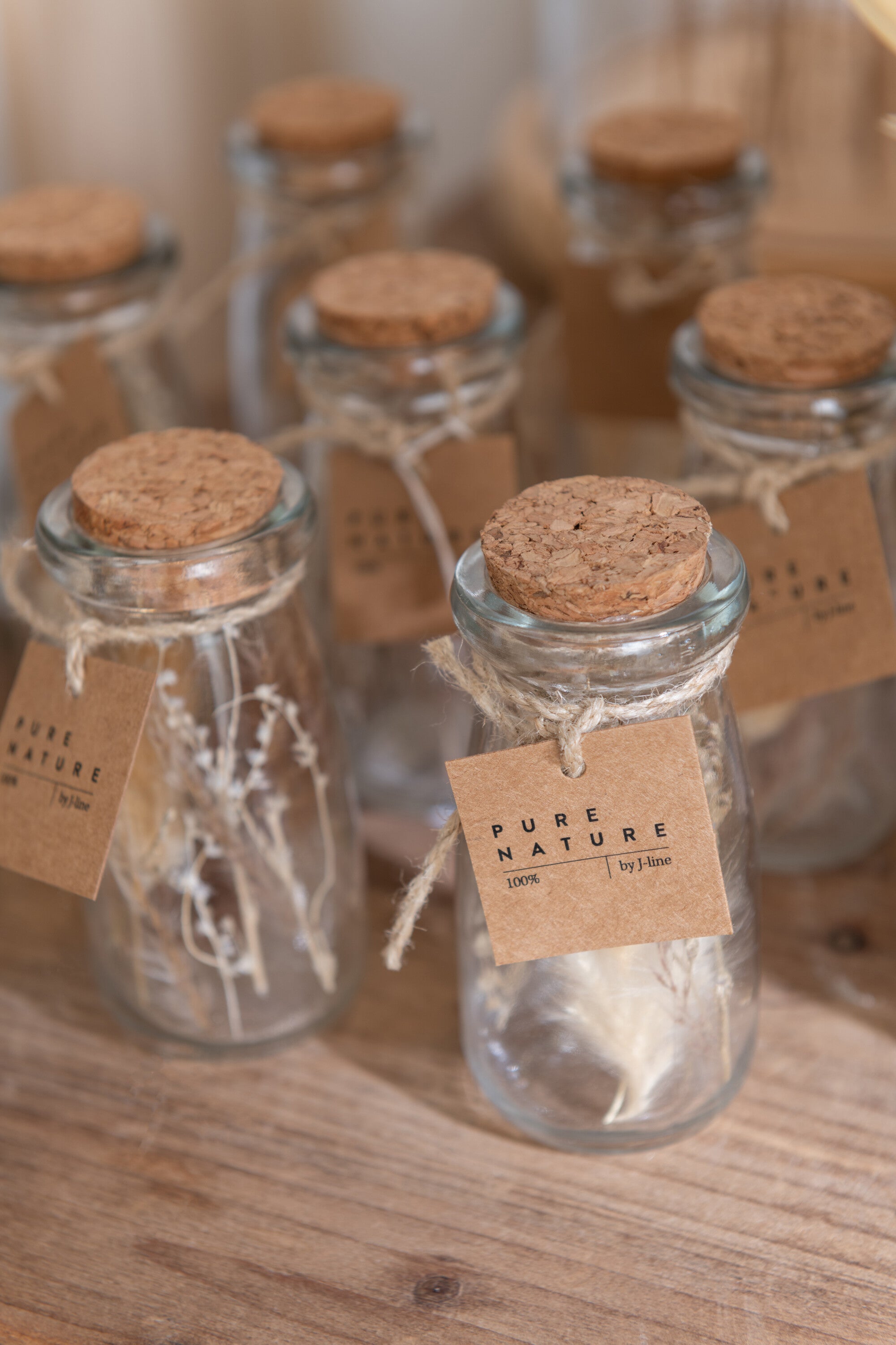 Flessen met gedroogde bloemen glas natuurlijk extra klein assortiment van 2