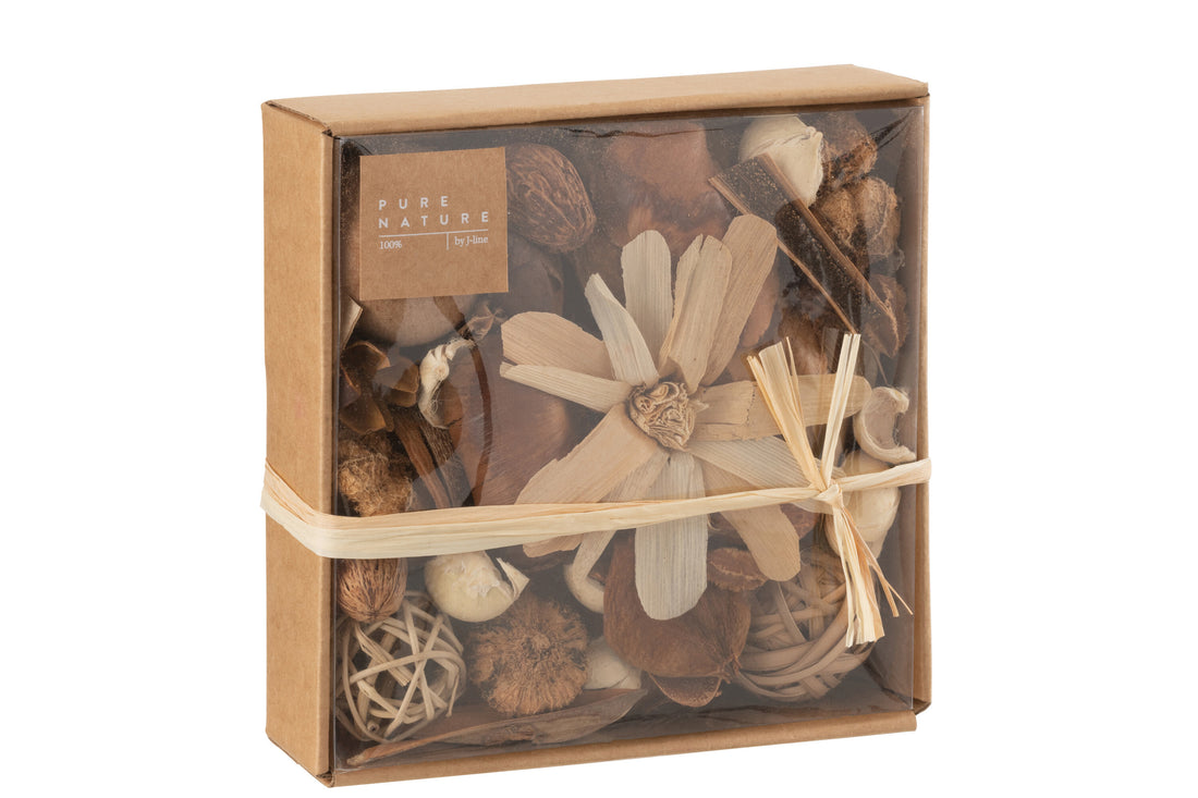 J-Line Potpourri Bloemen/Noten Bruin