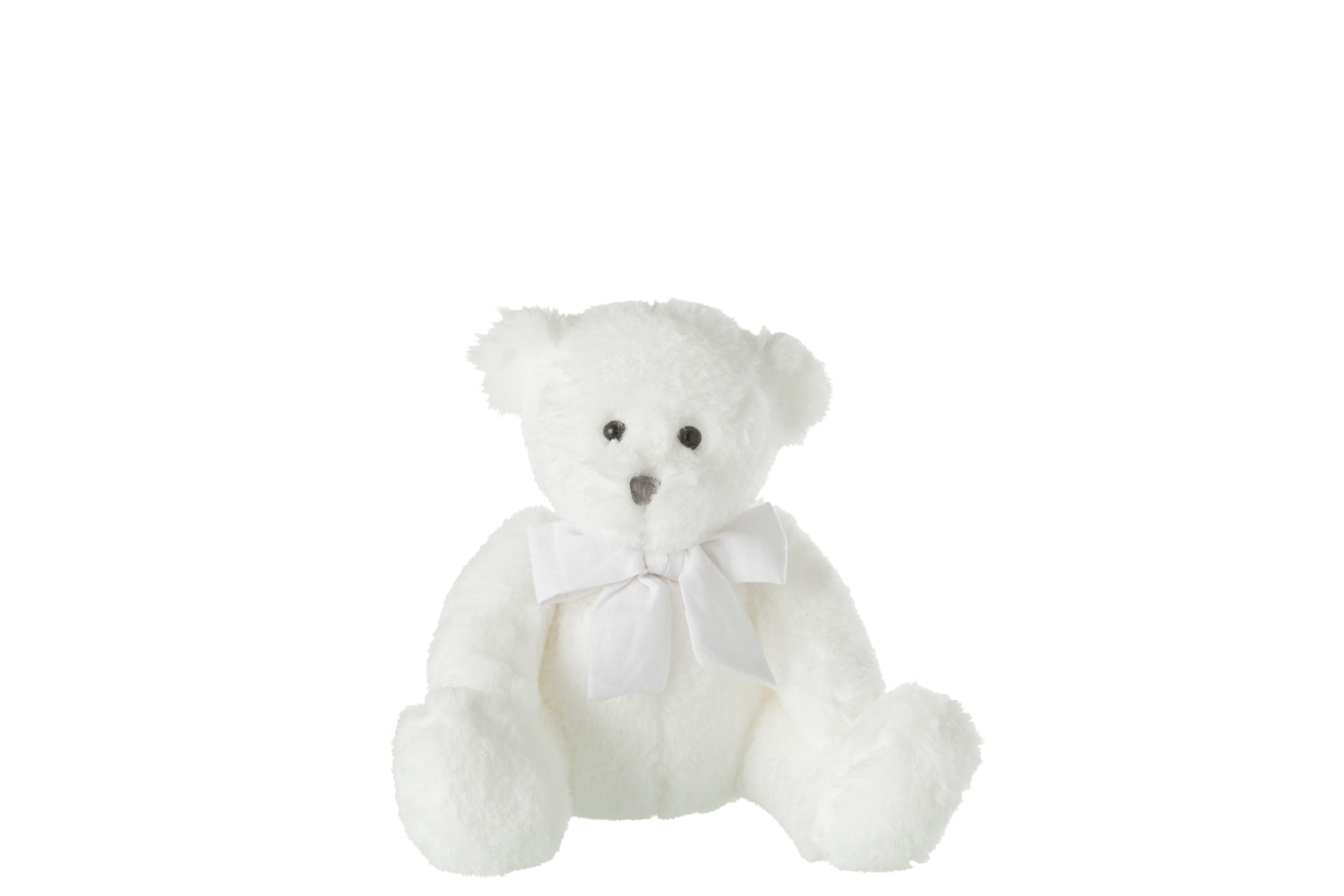 Beer Knuffel Met Strik Polyester Wit Klein