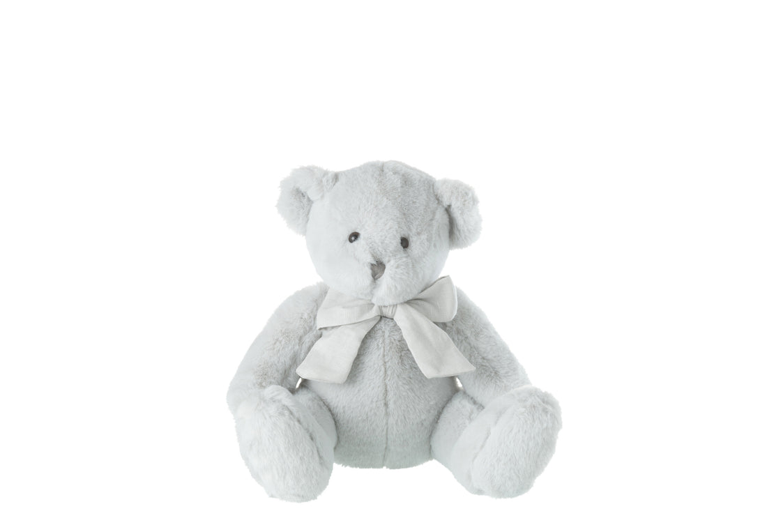 Beer Knuffel Met Strikje Polyester Grijs Klein