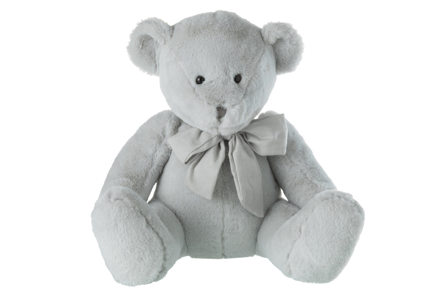 Beer Knuffel Met Strik Polyester Grijs Groot