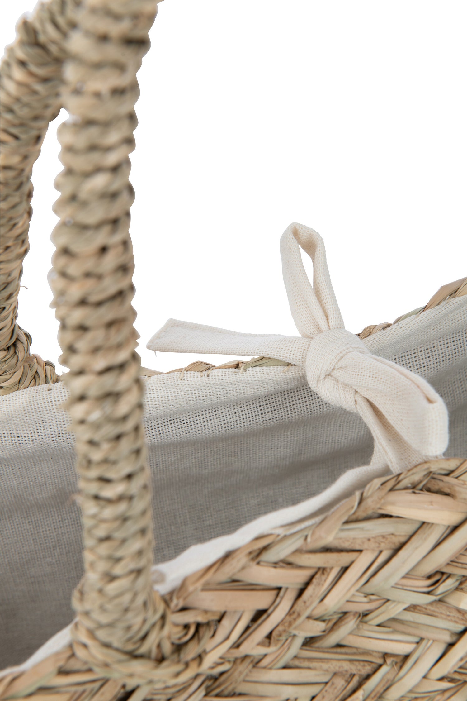 J-Line Strandtas Kant Bloem+Kwast Jute Naturel/Wit