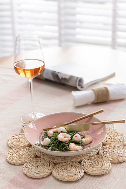 J-Line Rond Bloem placemat - jute - naturel