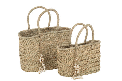 J-Line Strandtas Schelpen Jute Naturel Large