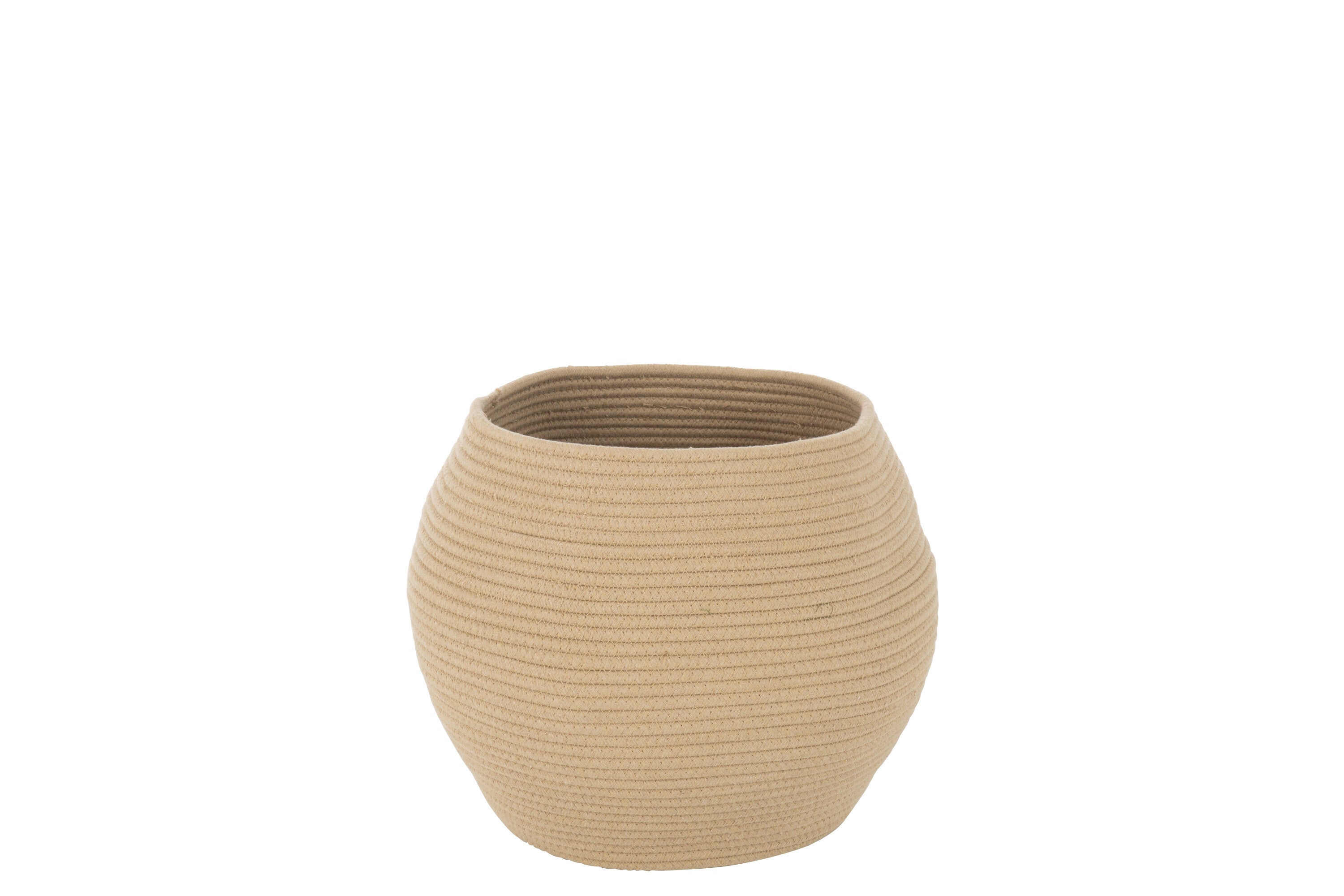 J-Line Spoel Mand Rond Textiel Beige