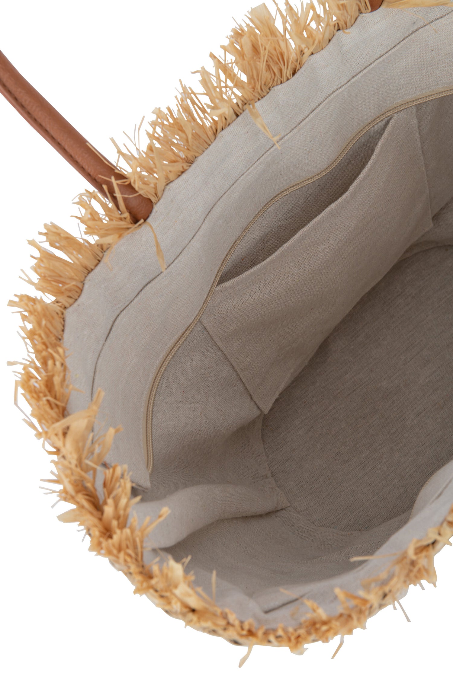 J-Line Strandtas Blad Jute Naturel/Donker Bruin