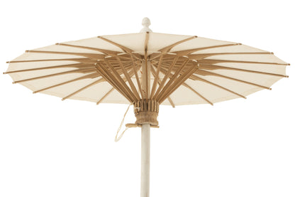 J-Line Parasol - katoen/hout - wit