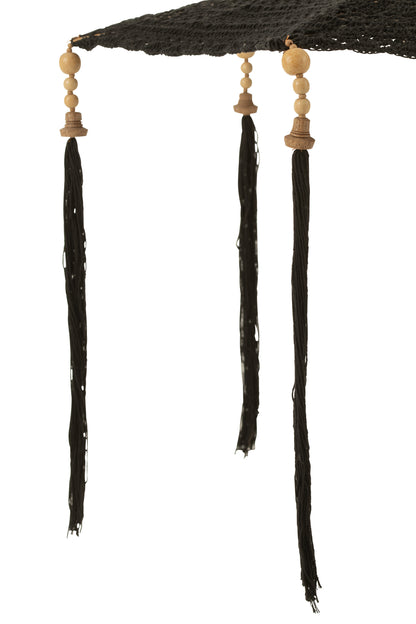 Parasol Kwastjes+Voet Katoen/Hout Zwart Klein