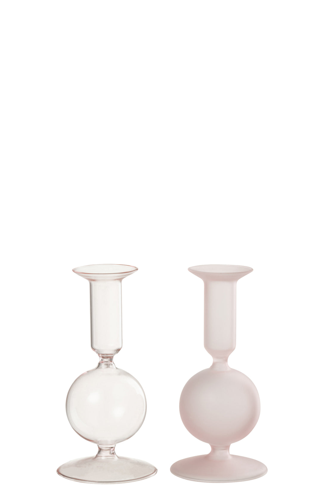 Kaarsenhouder 1 Orb Mat/Transparant Glas Lichtroze Assortiment Van 2