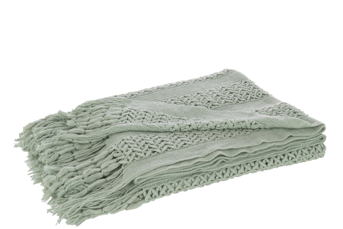 J-Line Plaid gebreid - polyester - lichtgroen - 160 x 130 cm