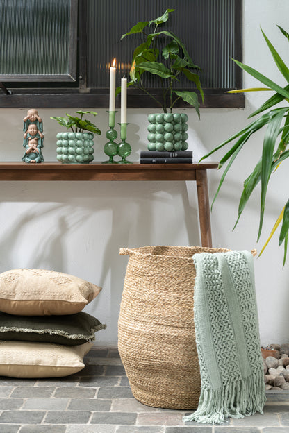 J-Line Plaid gebreid - polyester - lichtgroen - 160 x 130 cm