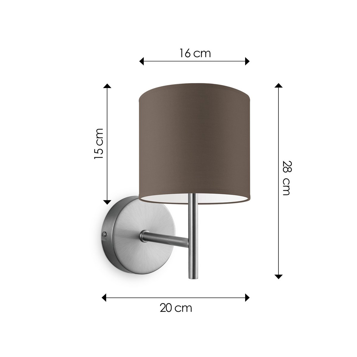 Wandlamp - Mati inclusief Lampenkap E27 taupe 16x15cm