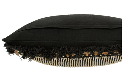 J-Line kussen Ibiza - textiel - zwart