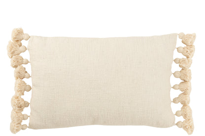 J-Line kussen Kwastje - katoen - beige