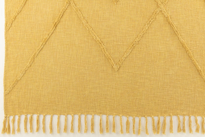 J-Line Plaid - katoen - mosterd - 190 x 56 cm