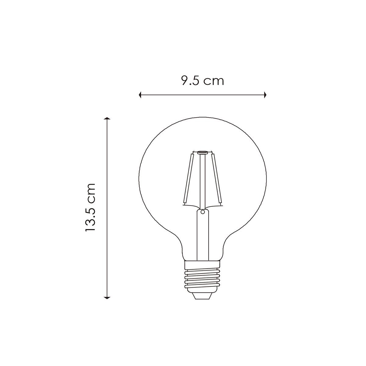 dimbare LED Globe Deco E27 G95 6W 160Lm 1800K Rook