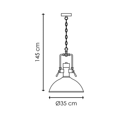 Hanglamp Dome - chroom - 35x35x145cm