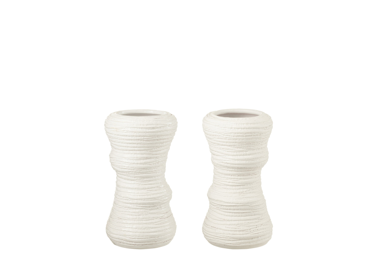 J-Line Vaas Organisch Keramiek Wit Small Assortiment Van 2 - 30.00 cm hoog