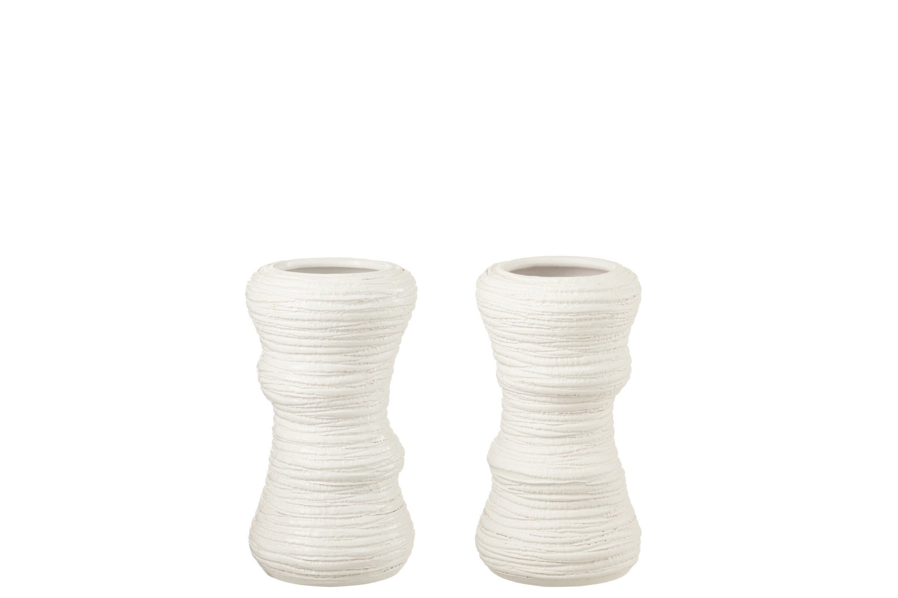 J-Line Vaas Organisch Keramiek Wit Small Assortiment Van 2 - 30.00 cm hoog