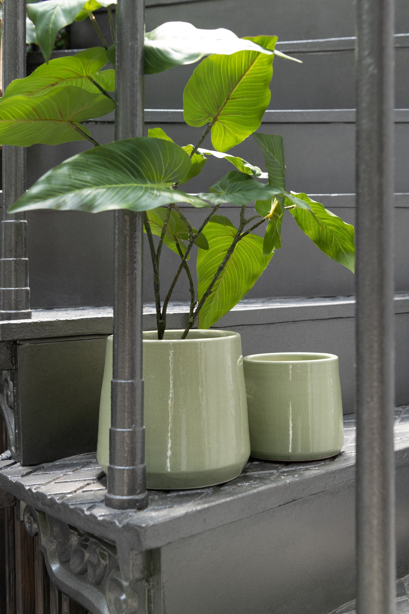 J-Line Bloempot Rond Keramiek Groen Small