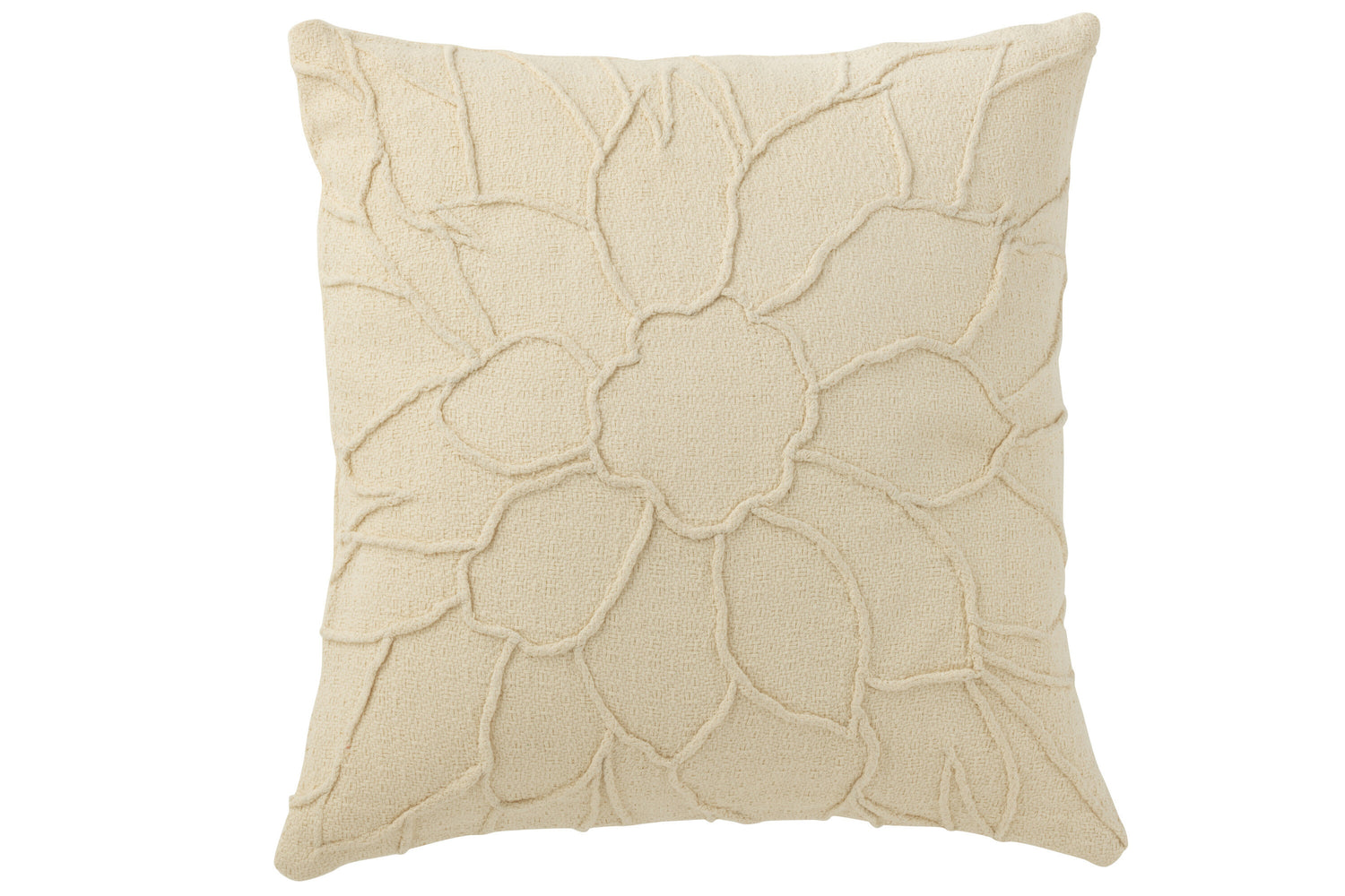 J-Line kussen Bloem - textiel - wit