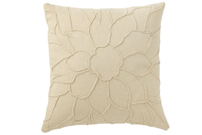 J-Line kussen Bloem - textiel - wit