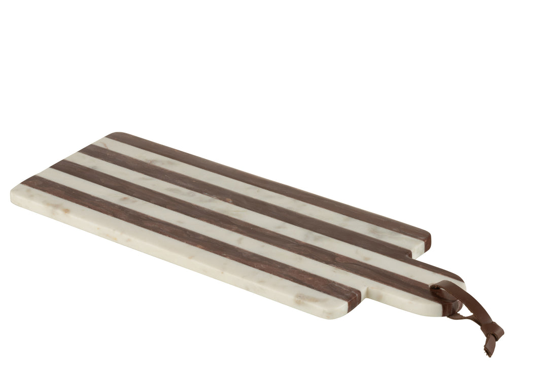 Plank Rechthoekige Streep Marmer Wit/Bruin Groot