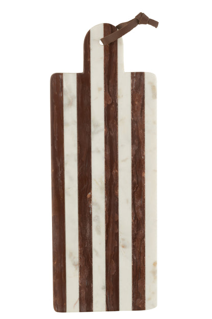Plank Rechthoekige Streep Marmer Wit/Bruin Groot