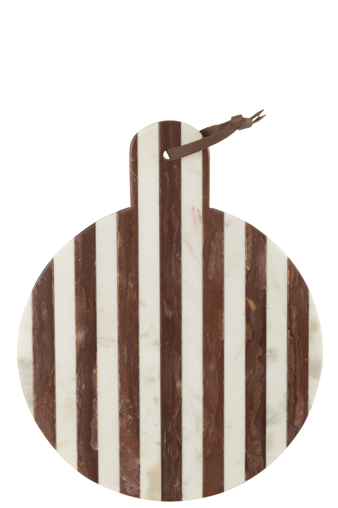 J-Line Rond Streep Marmer snijplank - steen - wit/bruin