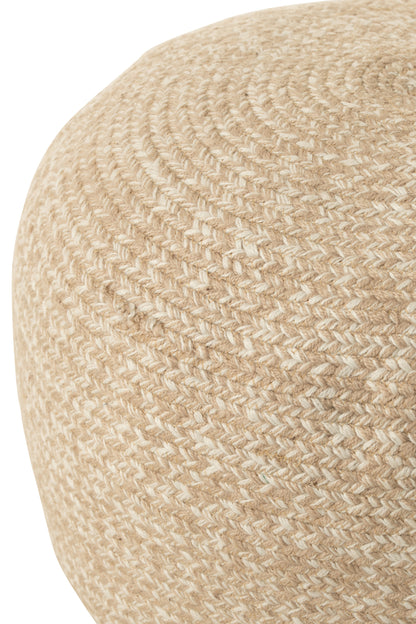 J-Line Poef Miami Outdoor Polyester Naturel/Wit