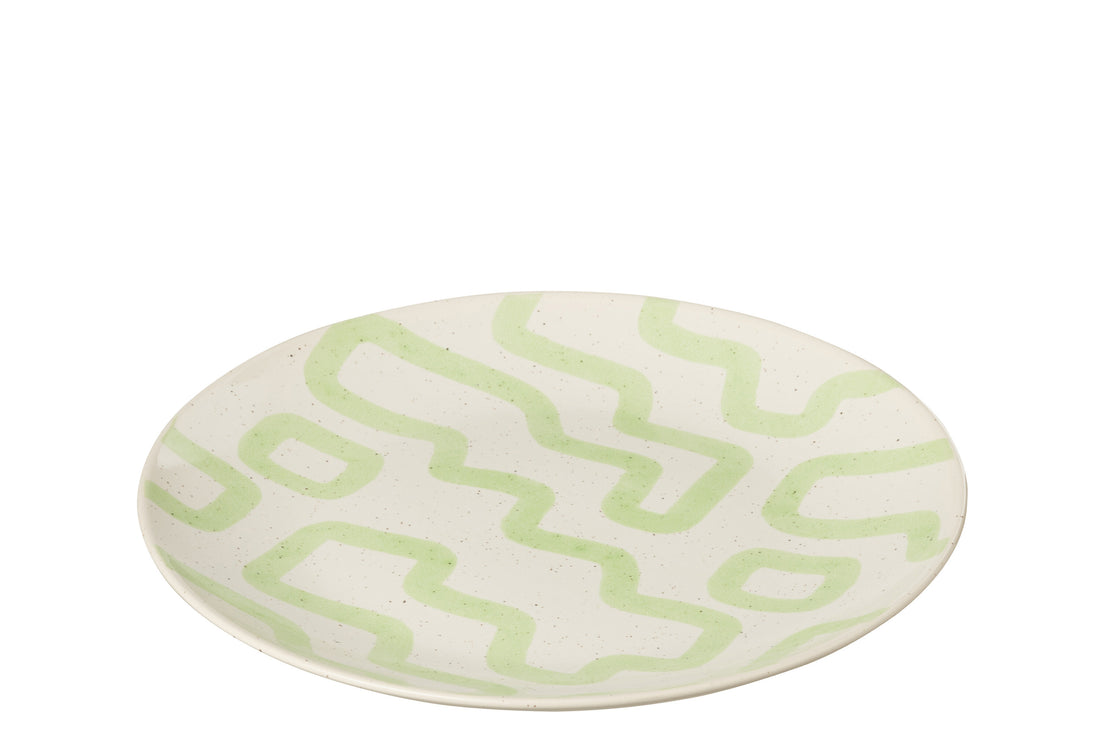 J-Line Bord Pattern Porselein Groen Large