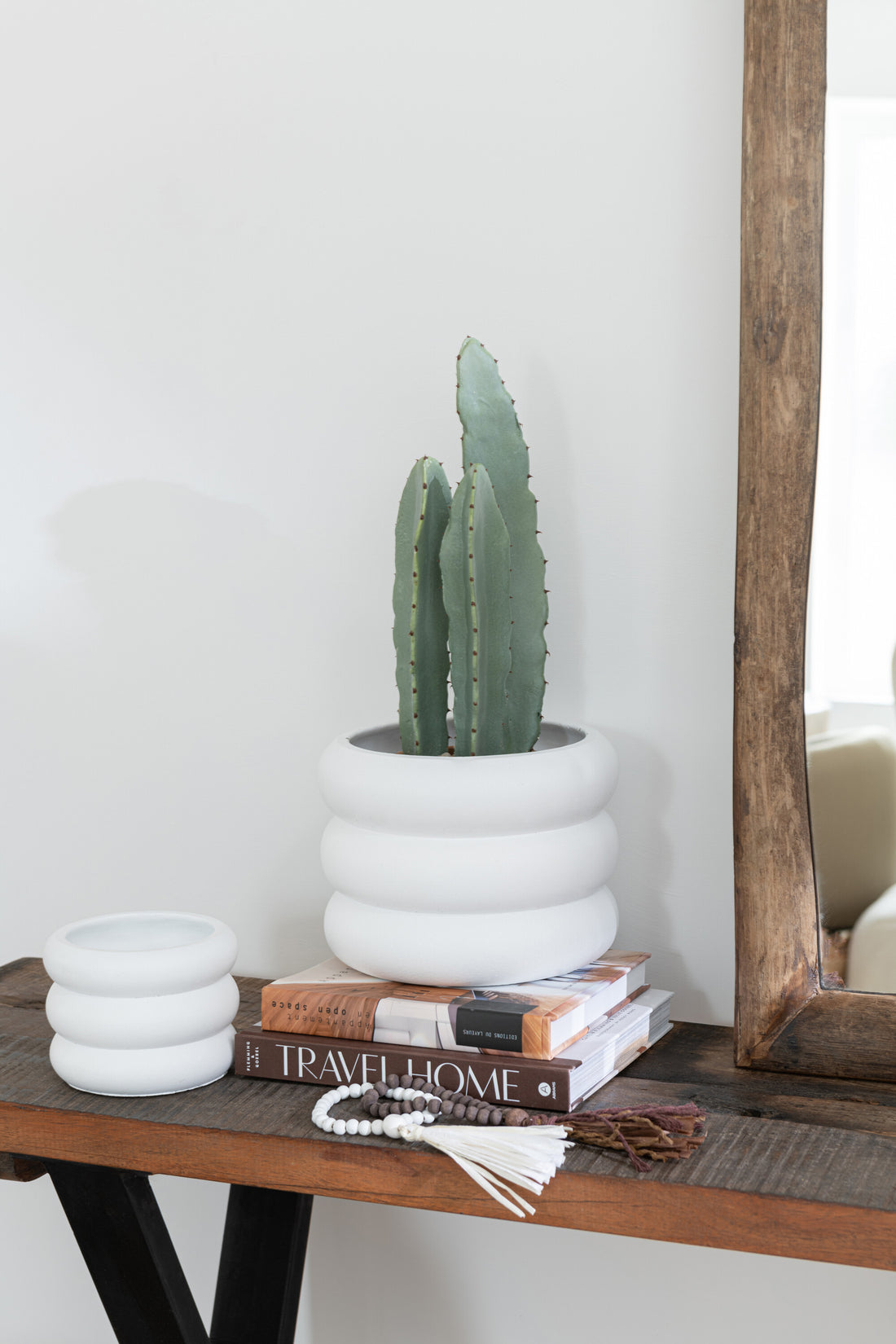 Bloempot Ring Cement Wit Groot