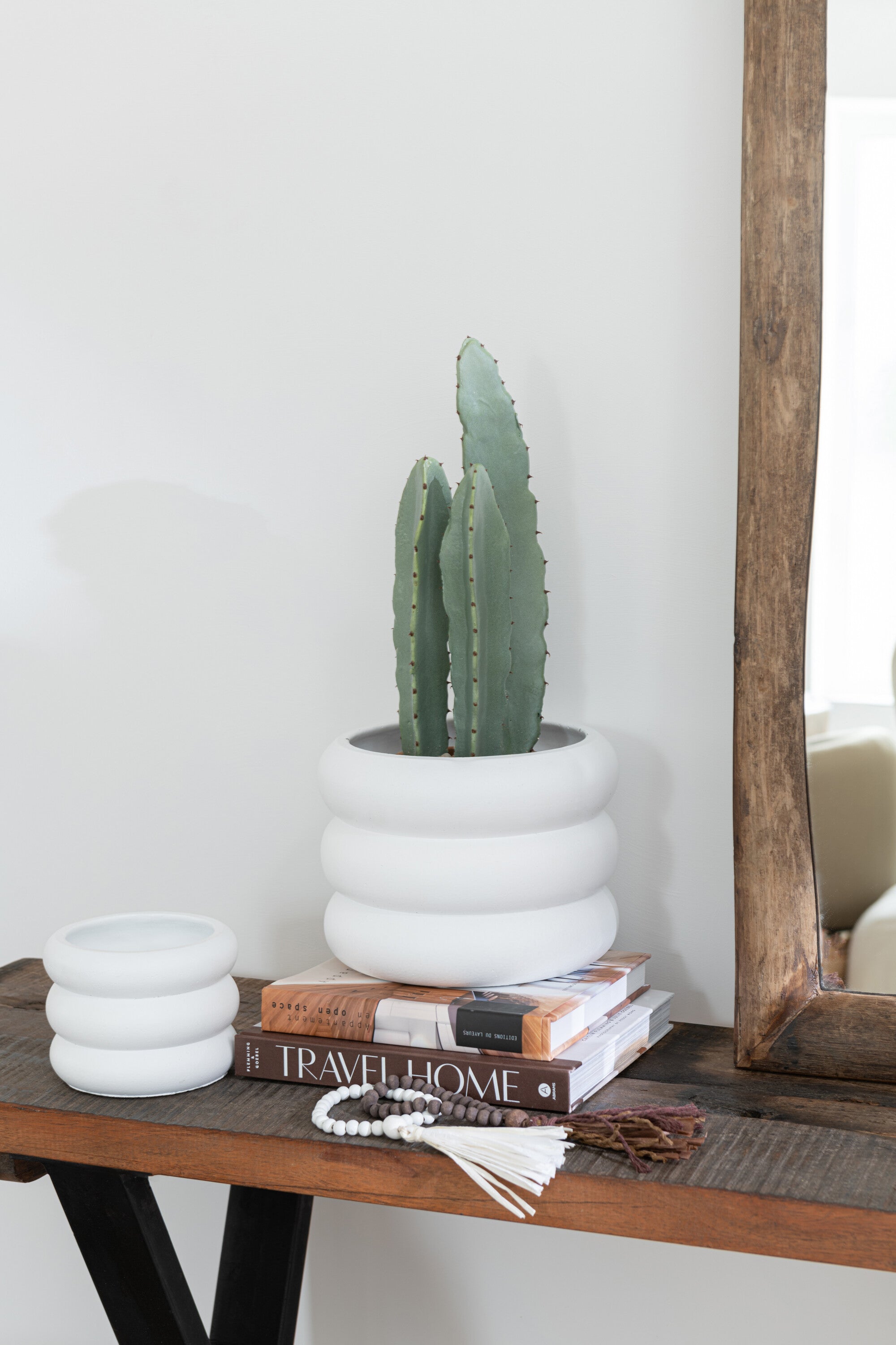 Bloempot Ring Cement Wit Groot