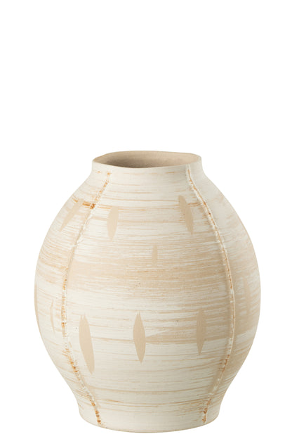 Vaas rond keramiek beige groot
